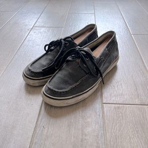 Sperry Topsider Black Canvas Boat Shoes